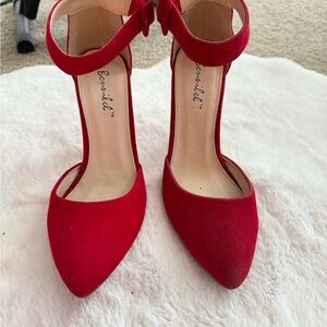 Red Ankle Strap Stiletto Heels – Size 7